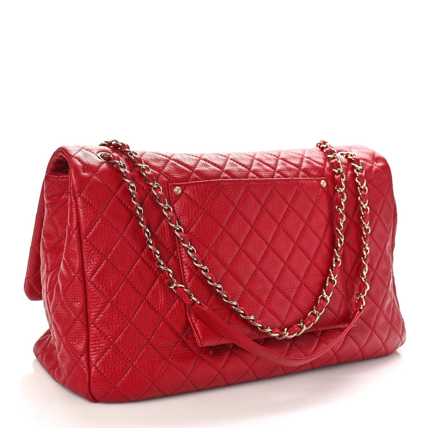 Chanel Calfskin Quilted XXL Travel Flap Bag Red 3 of 10