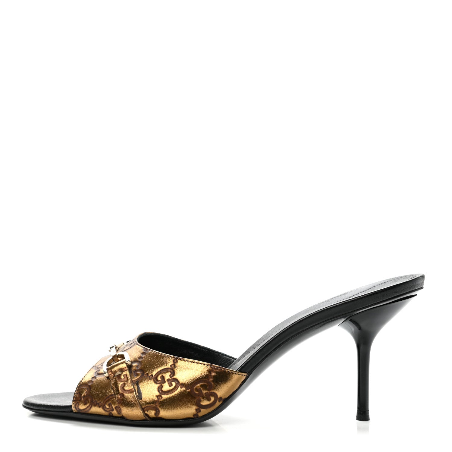 Gucci Guccissima Horsebit Mid Heel Slides 39 Bronze 1 of 9