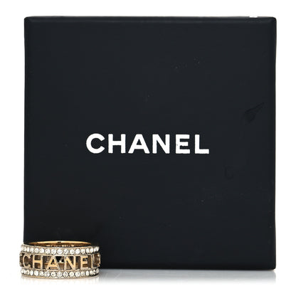 Chanel Metal Crystal Bow-tiful CC Logo Ring 7.25 55 Gold 6 of 6