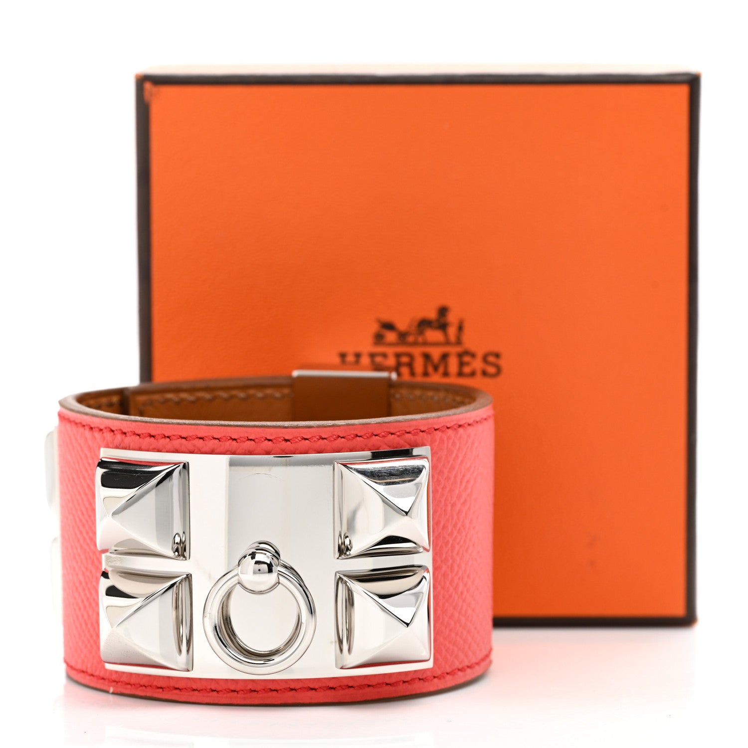 Hermes Epsom Collier De Chien CDC Bracelet S Rose Jaipur 6 of 6