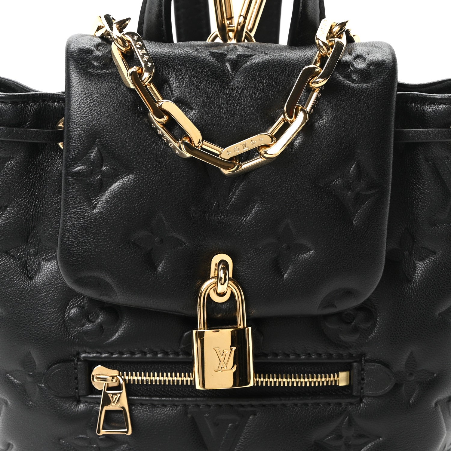 Louis Vuitton Lambskin Embossed Monogram Coussin Mini Backpack Black 7 of 9