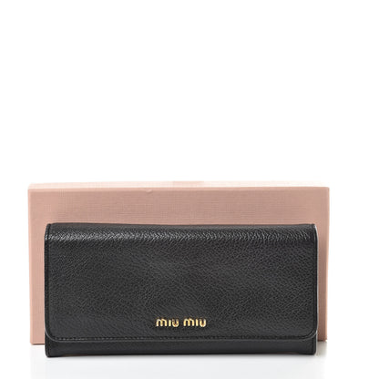 Miu Miu Goatskin Madras Flap Wallet Black 12 of 12