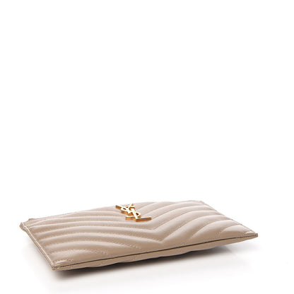 Saint Laurent Grain De Poudre Chevron Monogram Bill Pouch Beige 3 of 8