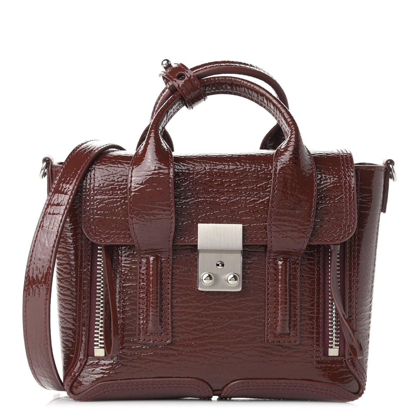 Textured Patent Mini Pashli Satchel Burgundy