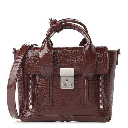 3.1 Phillip Lim Textured Patent Mini Pashli Satchel Burgundy 1 of 14