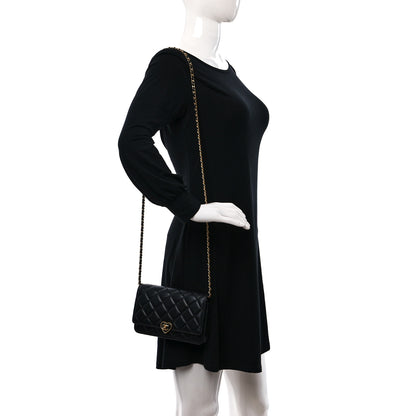 Chanel Lambskin Plexiglass Quilted Coco Love Wallet On Chain WOC Black 2 of 9