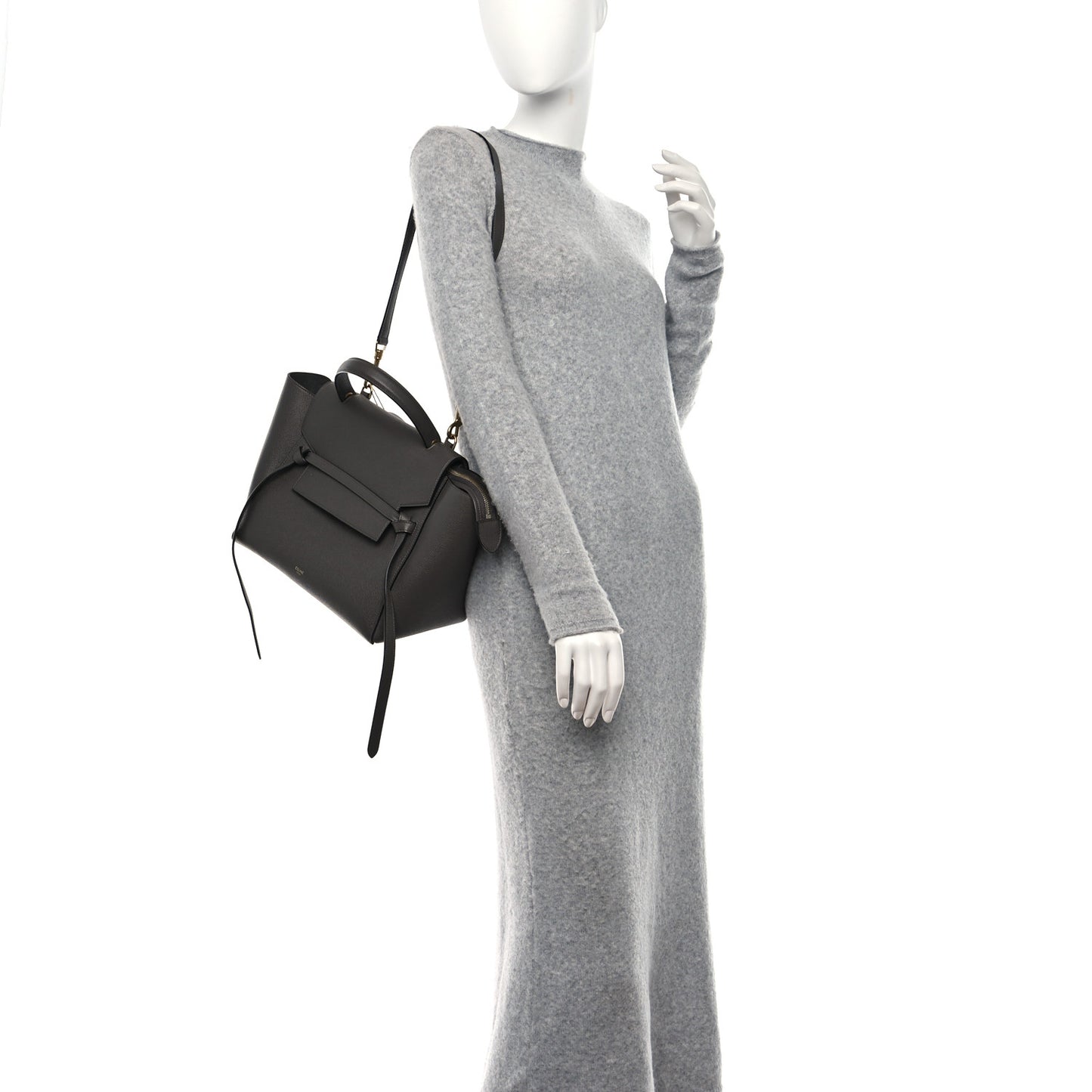 Grained Calfskin Mini Belt Bag Grey