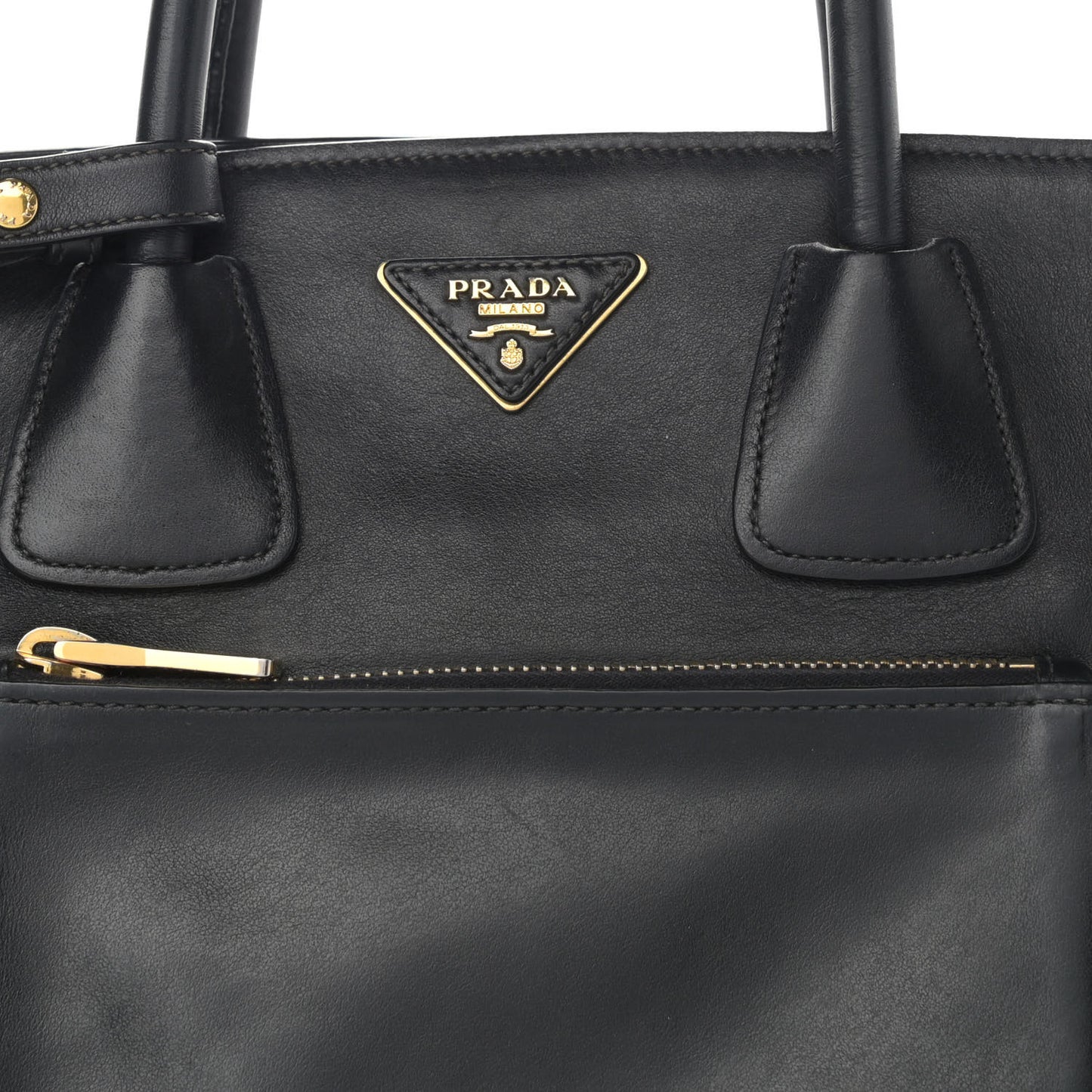 City Calf Front Pocket Tote Black