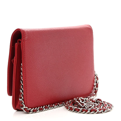 Chanel Caviar Timeless CC Wallet On Chain WOC Red 3 of 10