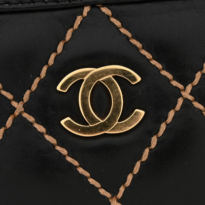 Chanel Calfskin Wild Stitch Vertical Top Handle Bag Black 13 of 16