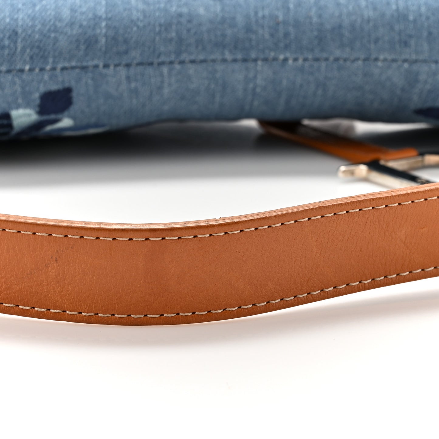 Denim Embroidered Saddle Bag Blue