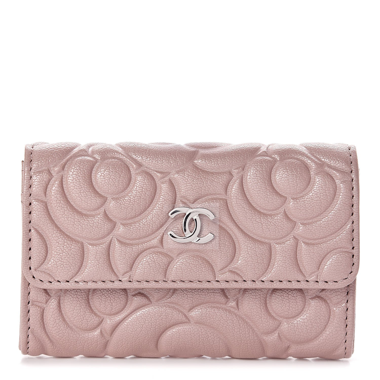 Chanel Goatskin Camellia Embossed Flap Card Holder Light Pink 1 of 8