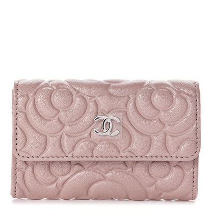 Chanel Goatskin Camellia Embossed Flap Card Holder Light Pink 1 of 8