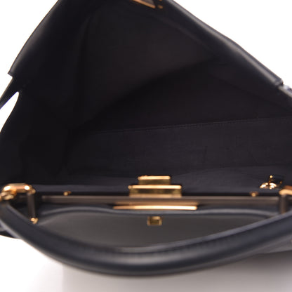 Fendi Vitello Dolce Marmol Large Peekaboo Iconic Satchel Blue Notte 5 of 14