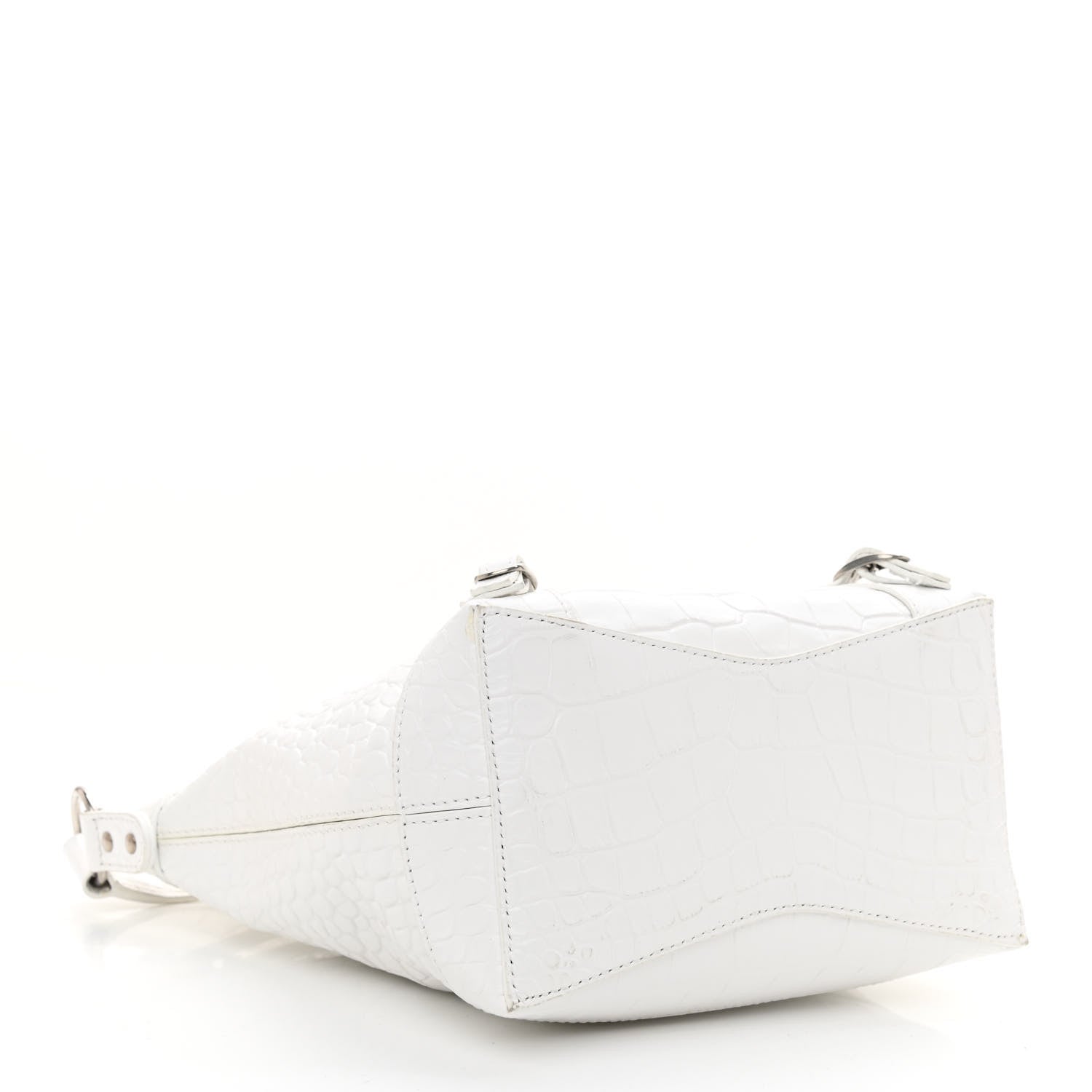 Balenciaga Extra Supple Calfskin Crocodile Embossed Neo Classic Hardware Hobo XS White 5 of 9