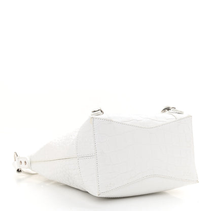 Balenciaga Extra Supple Calfskin Crocodile Embossed Neo Classic Hardware Hobo XS White 5 of 9