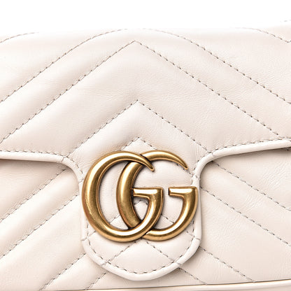 Gucci Calfskin Matelasse Super Mini GG Marmont Shoulder Bag White 9 of 10