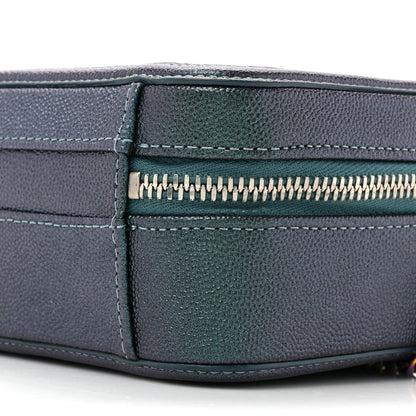 Chanel Iridescent Caviar Quilted Small CC Filigree Vanity Case Dark Turquoise 10 of 12