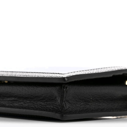 Gucci X ADIDAS Monogram Textured Dollar Calfskin Trefoil Embossed Wallet On Chain Blue 10 of 11