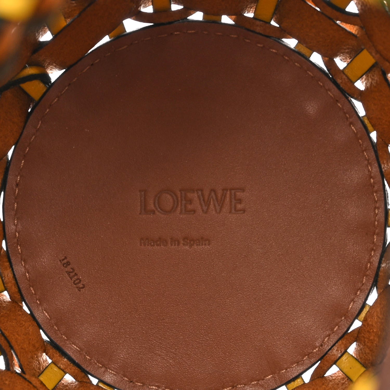Loewe Calfskin Fringe Woven Pineapple Bucket Bag Yellow Green 6 of 10