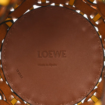 Loewe Calfskin Fringe Woven Pineapple Bucket Bag Yellow Green 6 of 10