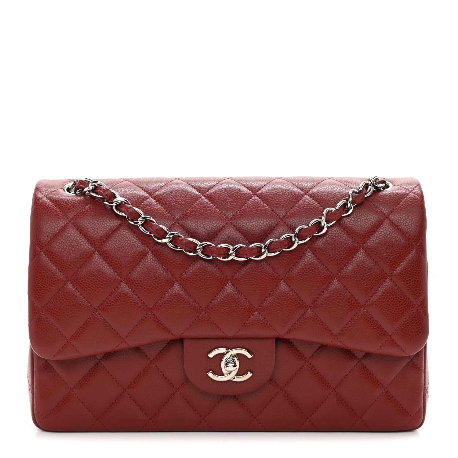 Chanel Caviar Quilted Jumbo Double Flap Dark Red 1 of 11