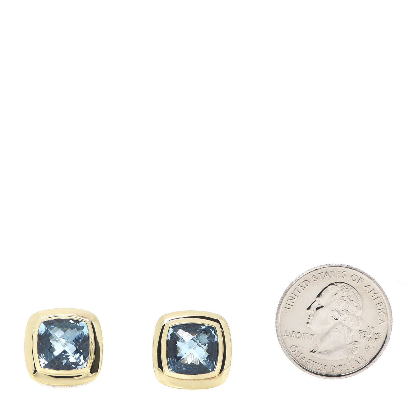 Sterling Silver 18K Yellow Gold Blue Topaz 11mm Albion Earrings