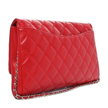 Chanel Caviar Quilted Clutch With Chain Flap Red 3 of 10