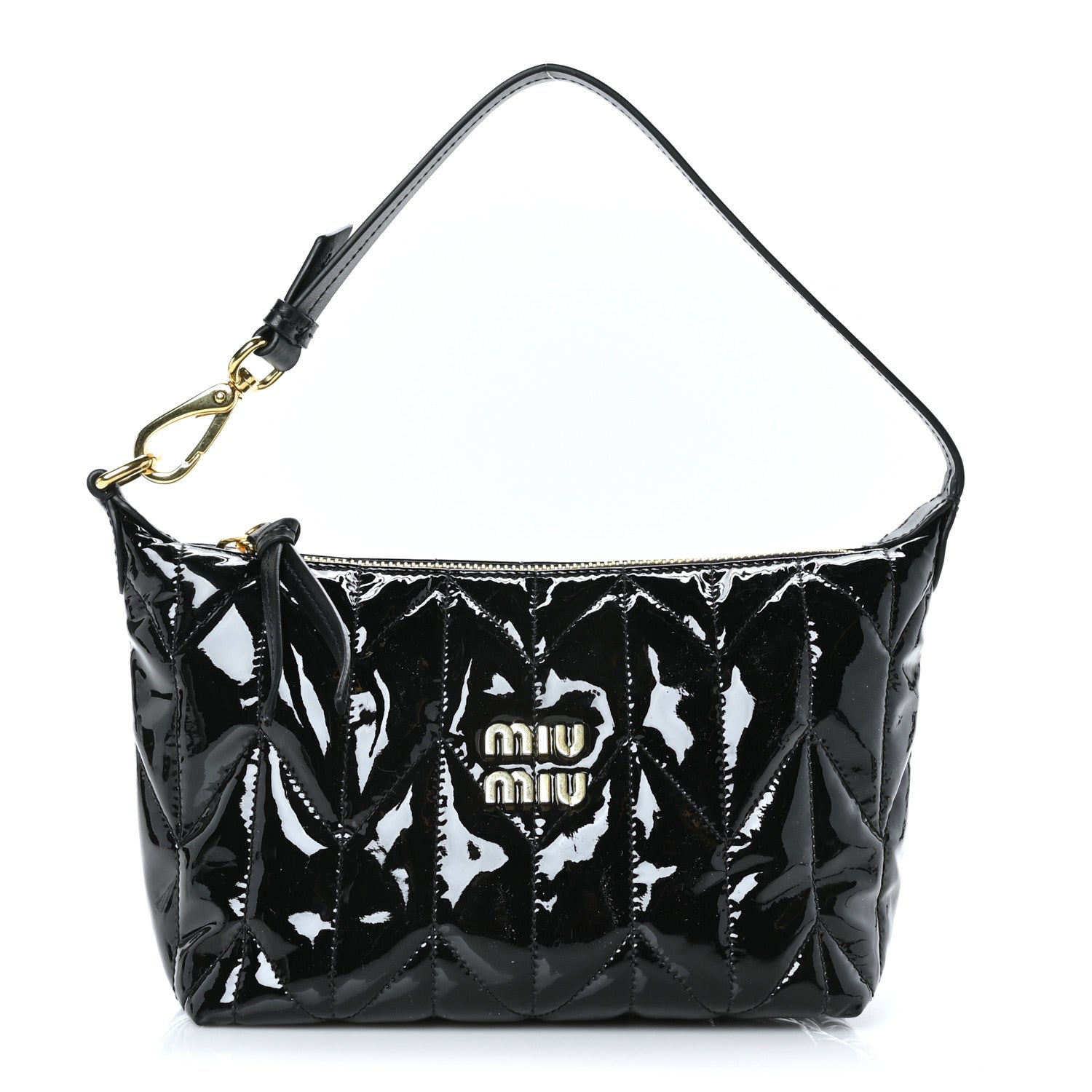 Miu Miu Iridescent Fabric Quilted Mini Spirit Ciré Bag Black 1 of 9
