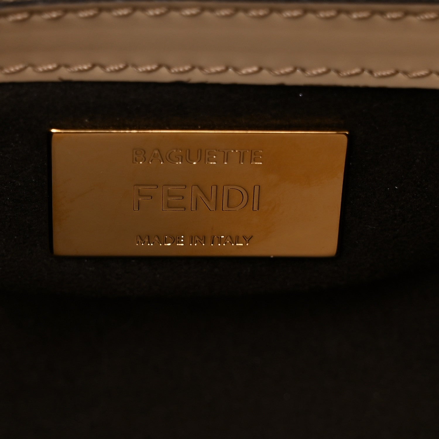 Fendi Shearling Vitello Vernice Mou Pequin Striped Baguette Tobacco Black Tortora 6 of 8