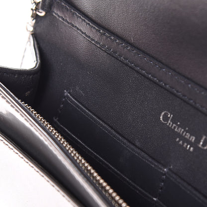 Christian Dior Metallic Patent Micro-Cannage Diorama Wallet on Chain Pouch Silver 10 of 13