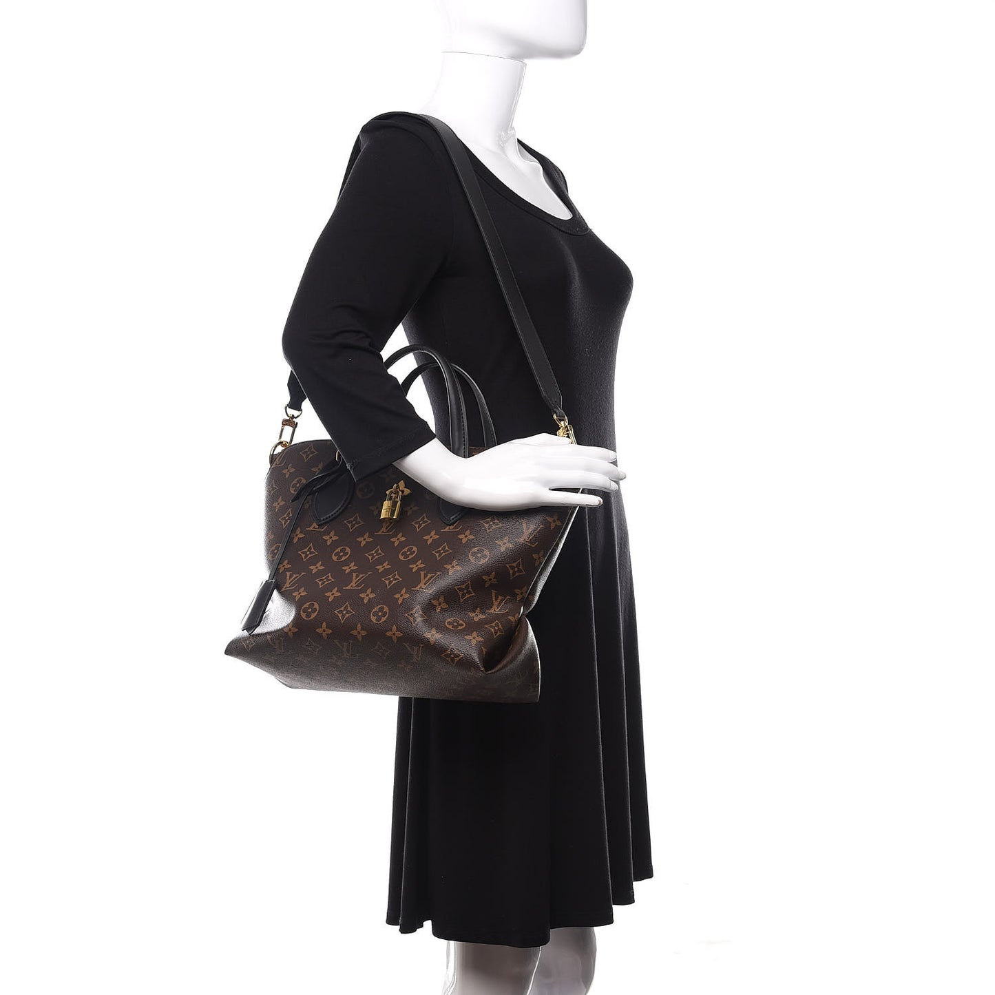 Monogram Flower Zipped Tote MM Black