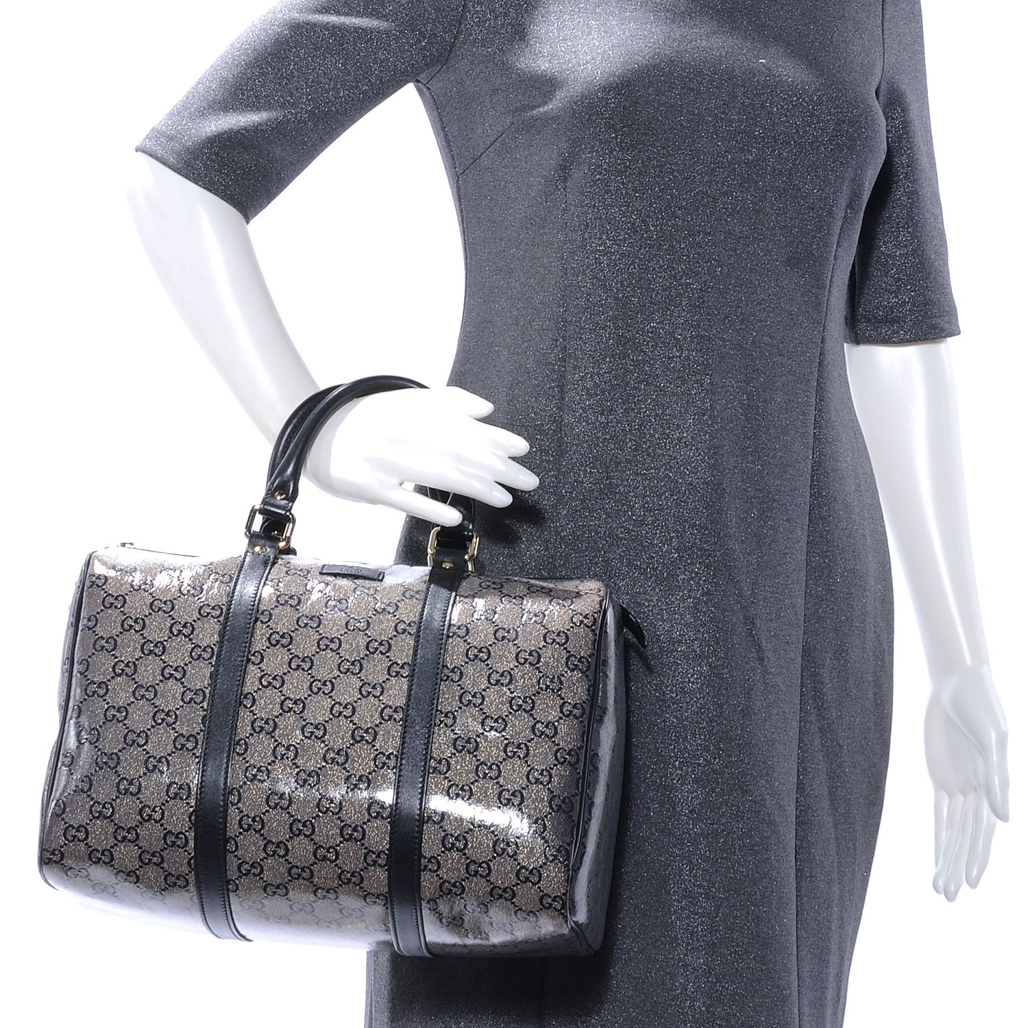 Gucci Crystal Monogram Joy Medium Boston Black 2 of 7