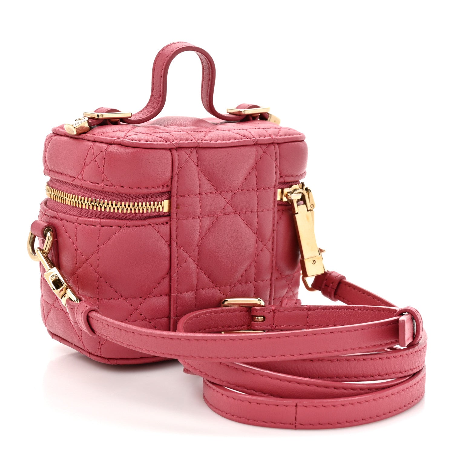 Christian Dior Lambskin Cannage Micro Vanity Case Strawberry Pink 3 of 10