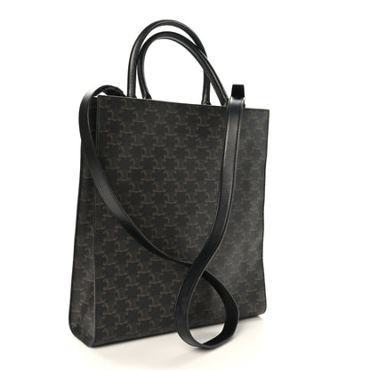 Celine Triomphe Canvas Calfskin Medium Vertical Cabas Black 3 of 8