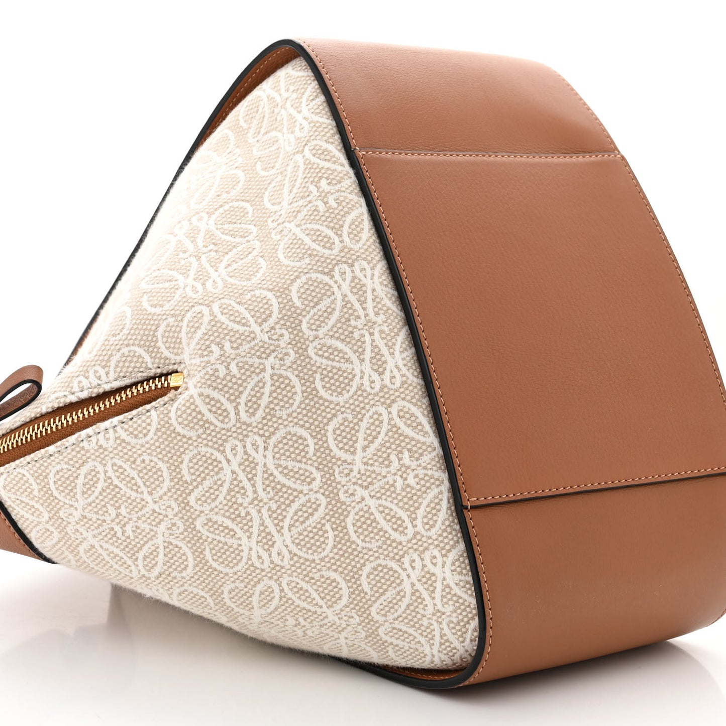 Calfskin Canvas Anagram Small Hammock Shoulder Bag Ecru Tan