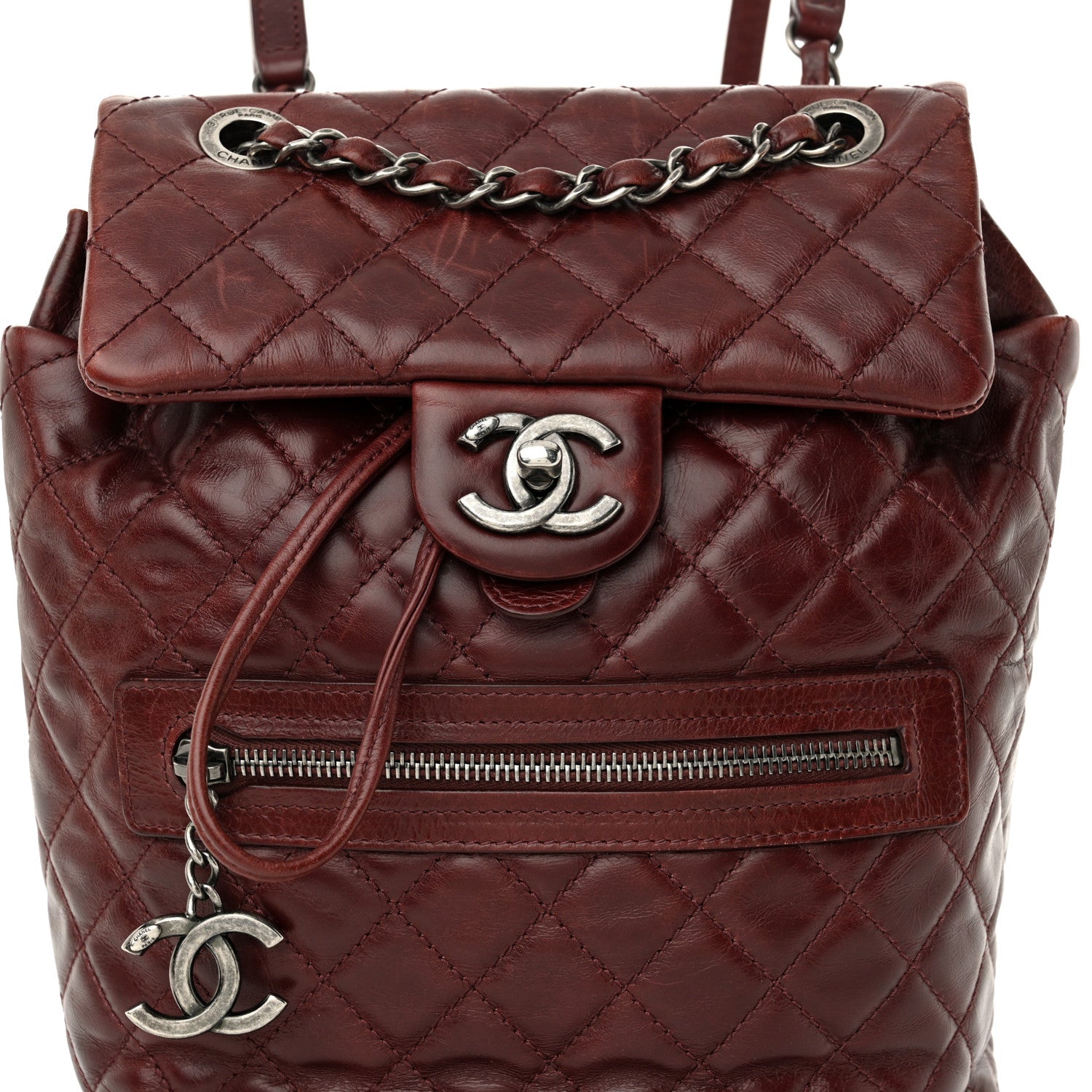 Chanel Glazed Calfskin Quilted Small Salzburg Backpack Burgundy 8 of 12