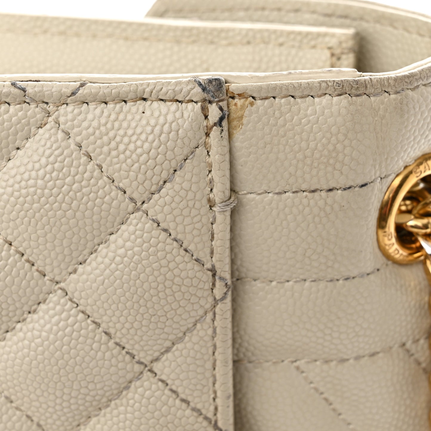 Grain De Poudre Textured Mixed Matelasse Triquilt Medium Monogram Satchel Crema Soft