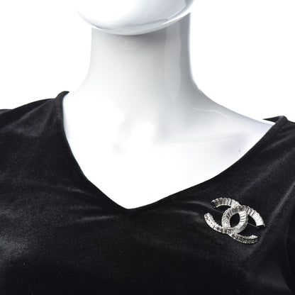 Chanel Baguette Crystal CC Brooch Silver 2 of 5