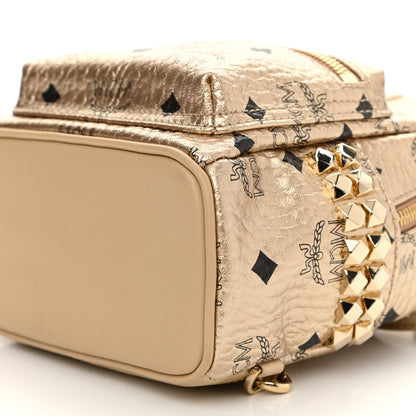 MCM Visetos Side Stud X-Mini Stark Backpack Berlin Gold 8 of 8