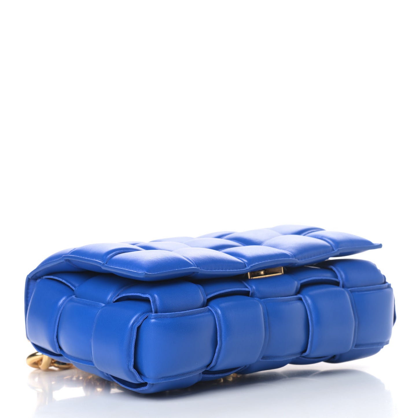 Lambskin Maxi Intreccio Padded Chain Cassette Crossbody Bag Cobalt