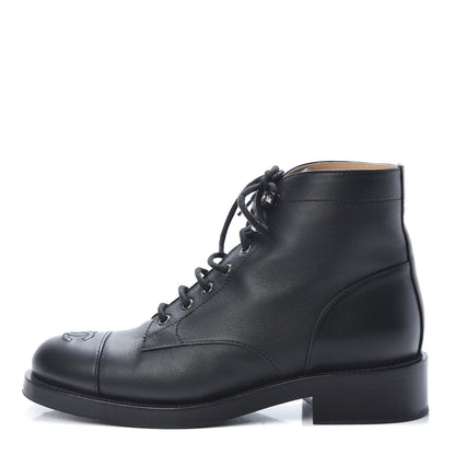 Chanel Calfskin Combat Boots 39.5 Black 1 of 11