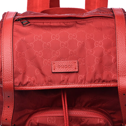 Gucci Nylon Monogram Dollar Calfskin Medium Light Double Buckle Backpack Vibrant Red 8 of 10