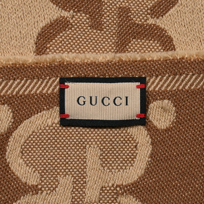 Gucci Wool Jacquard Monogram Jumbo GG Lady Nest Scarf Beige Dark Brown 3 of 9