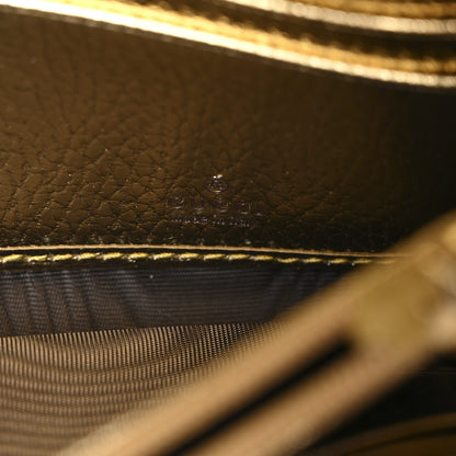 Gucci Metallic Calfskin GG Supreme Monogram Petite GG Marmont Wallet Chain Bag Gold Beige Ebony 6 of 10