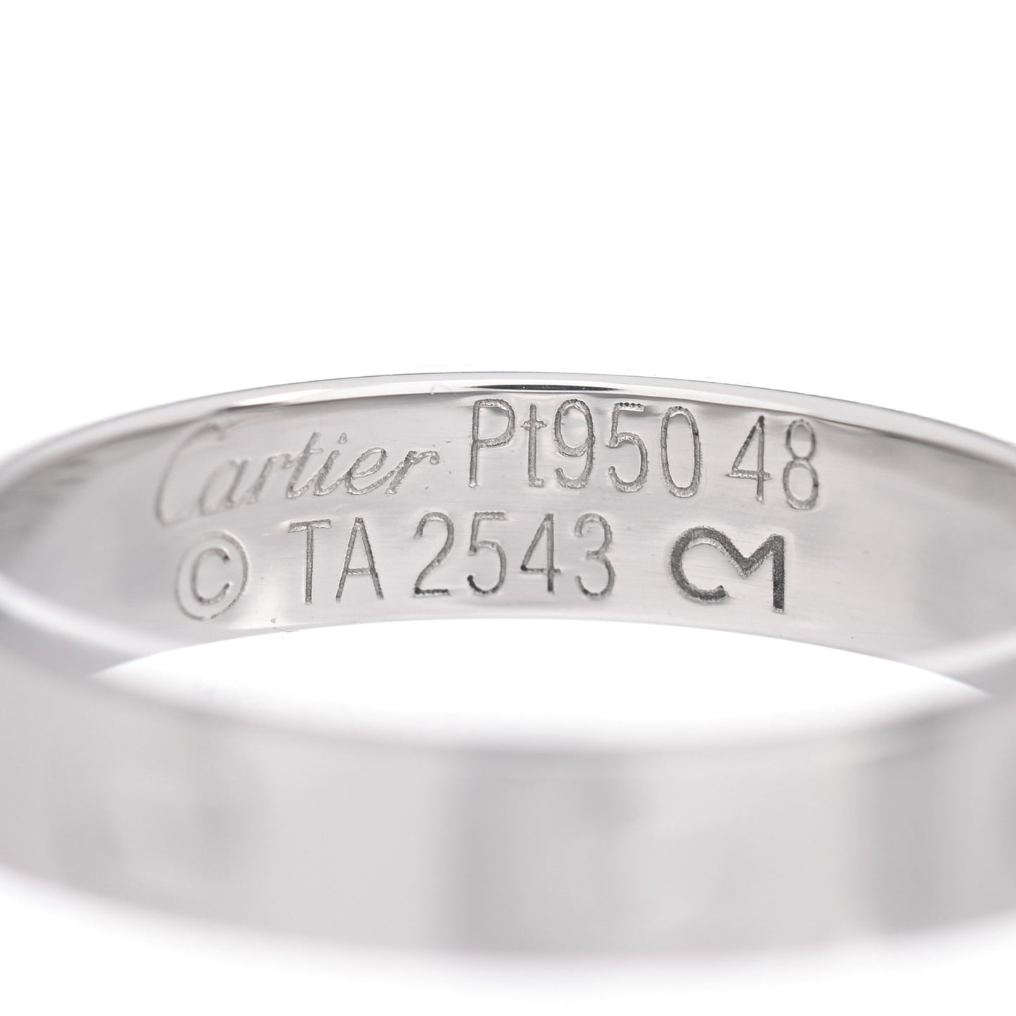 Platinum 3.5mm LOVE Wedding Band Ring 48 4.5