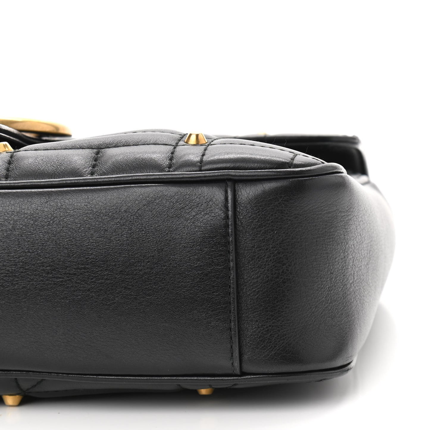 Calfskin Matelasse Studded Medium GG Marmont Shoulder Bag Black