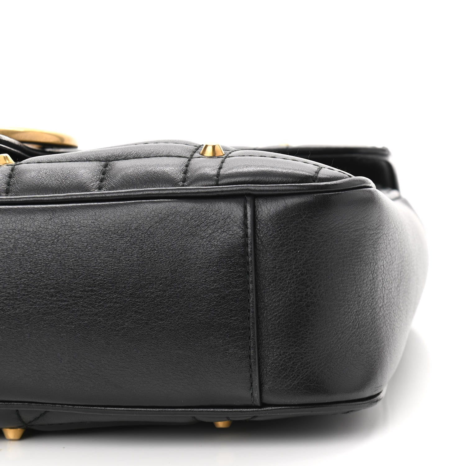 Gucci Calfskin Matelasse Studded Medium GG Marmont Shoulder Bag Black 11 of 11