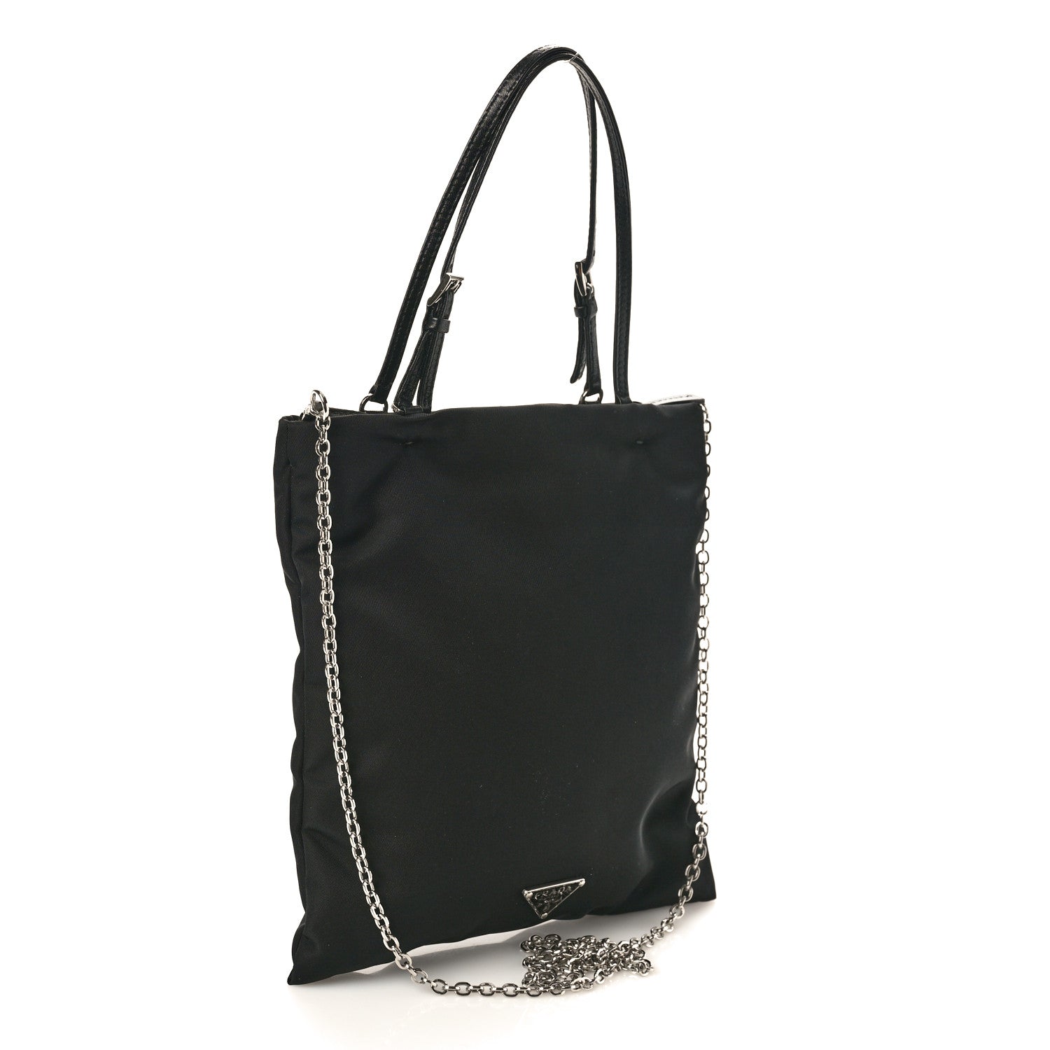 Prada X UNIVERSAL STUDIOS Tessuto Nylon Soft Calfskin Frankenstein Heart Chain Shopping Tote Black 3 of 10