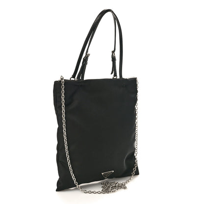 Prada X UNIVERSAL STUDIOS Tessuto Nylon Soft Calfskin Frankenstein Heart Chain Shopping Tote Black 3 of 10